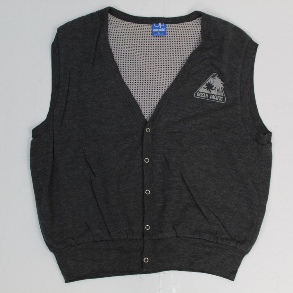 OP Ocean Pacific Sweater Vest Mens Large Vintage Button Up USA